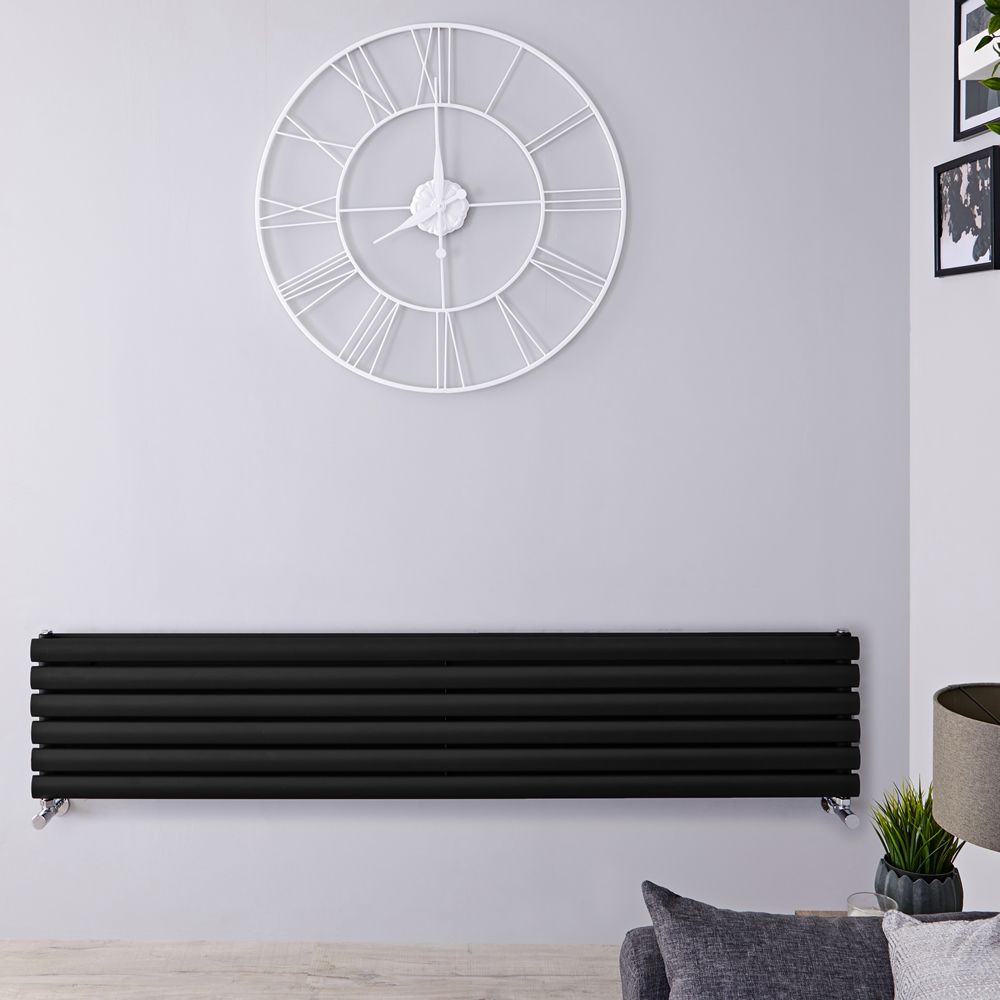 Radiador de Diseño Horizontal (Panel Doble) - 354mm x 1600 mm - Negro Mate - Revive