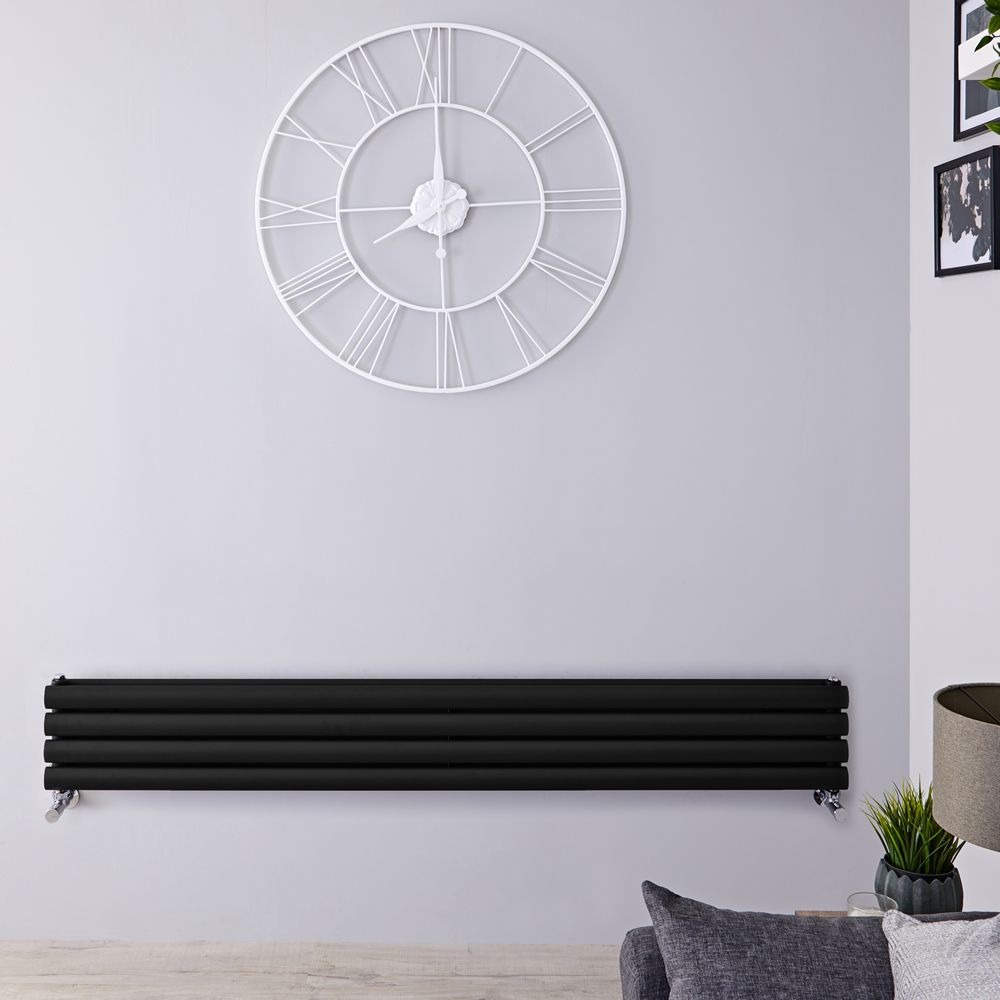 Radiador de Diseño Horizontal (Panel Doble) - 236mm x 1600 mm - Negro Mate - Revive