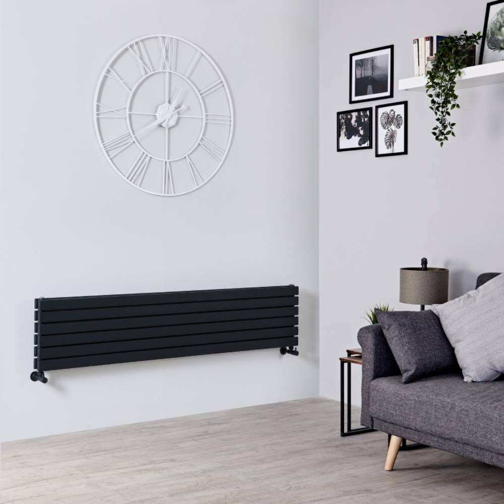 Radiador de Diseño Horizontal (Panel Doble) - 354mm x 1600 mm - Negro Mate - Sloane