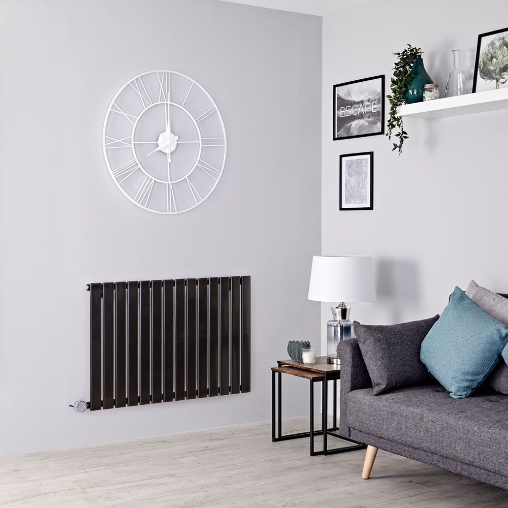 Radiador de Diseño Eléctrico Horizontal Negro - 635mm x 980mm (Panel Único) - Delta