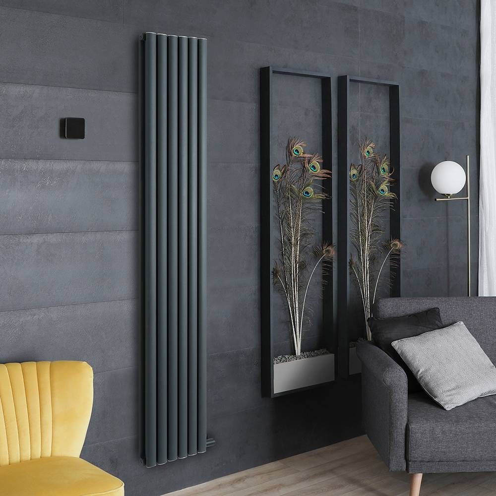 Radiador de Diseño Eléctrico Vertical - Acabado Antracita - 1784 x 354mm (Panel Doble) - Elección de Termostáto Wifi - Revive Ardus