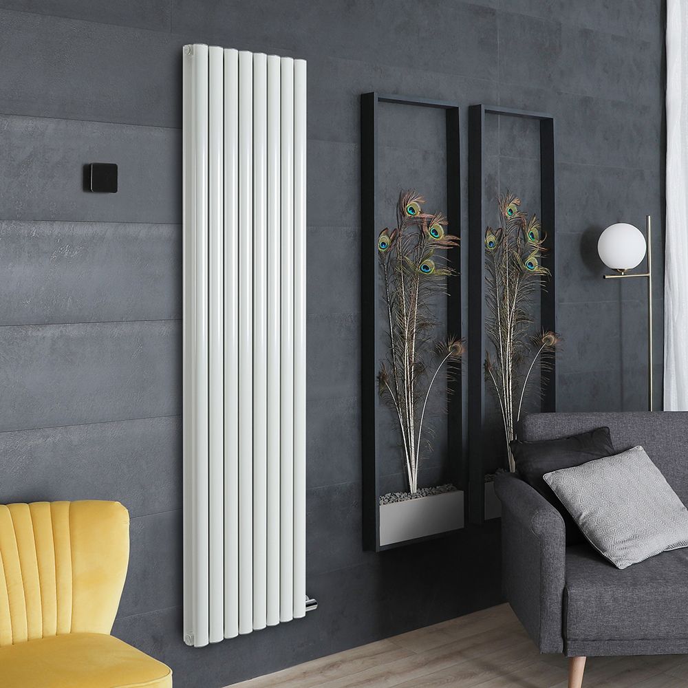 Radiador de Diseño Eléctrico Vertical - Acabado Blanco - 1784 x 472mm (Panel Doble) - Elección de Termostáto Wifi - Revive Ardus