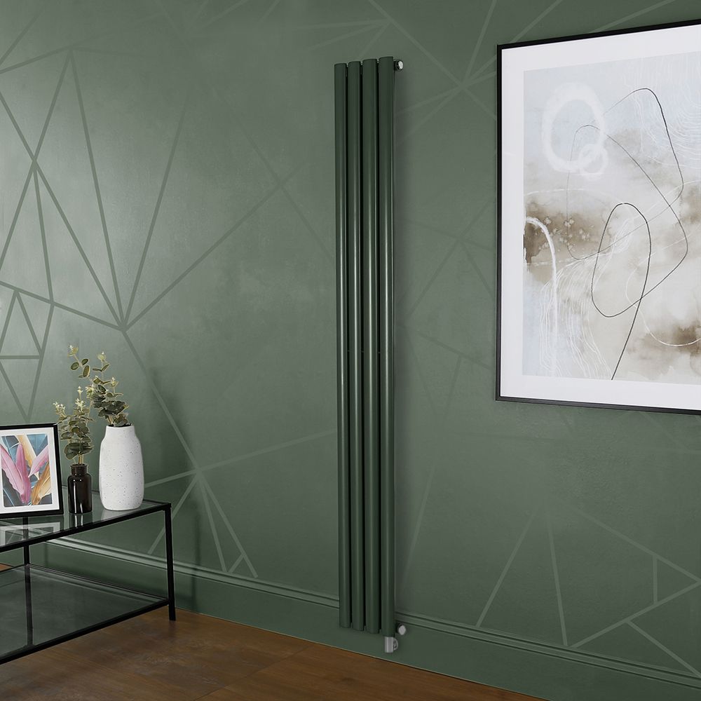 Radiador de Diseño Eléctrico Vertical -  Color Verde (Evergreen) - Disponible en Distintas Medidas, Opción de Termostato y Oculta Cables - Revive