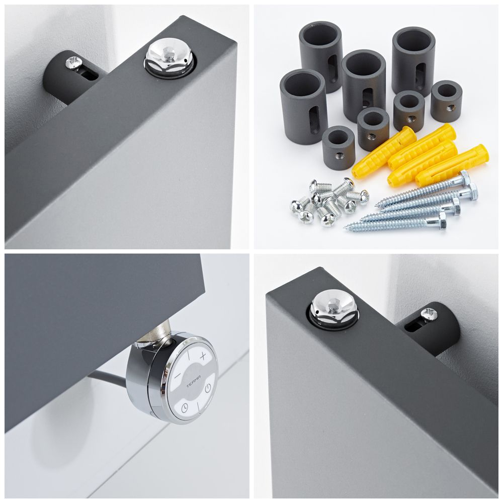 Radiador de Diseño Eléctrico Vertical Antracita - Panel Plano - 1800mm ...