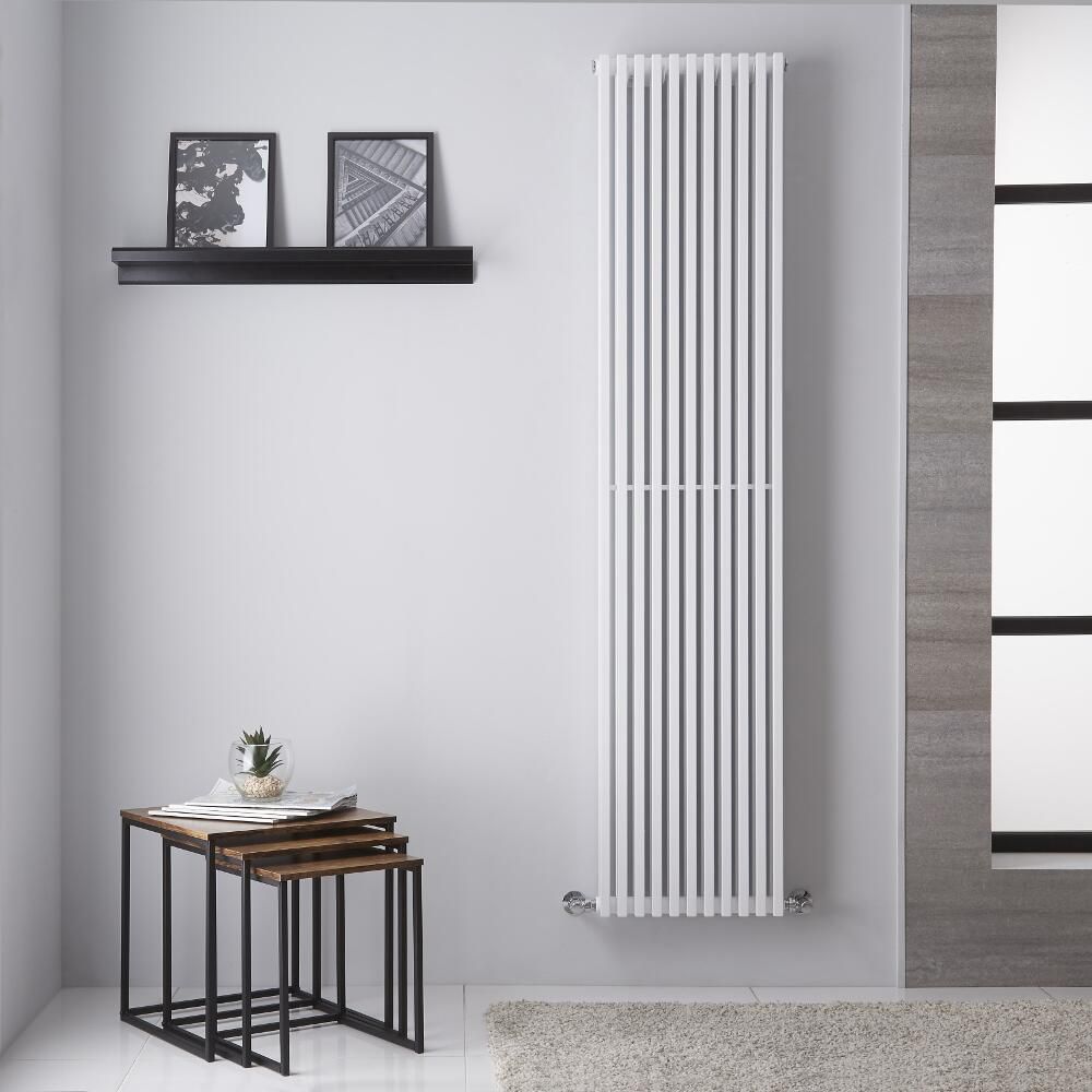 Radiador de Diseño Vertical Doble  - Blanco - 1806mm x 392mm - 925 Vatios - Columnas Cuadradas Neive