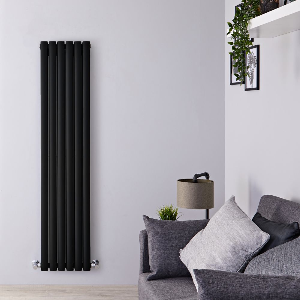Radiador de Diseño Vertical Negro - 1600mm x 354mm (Panel Doble) - Revive