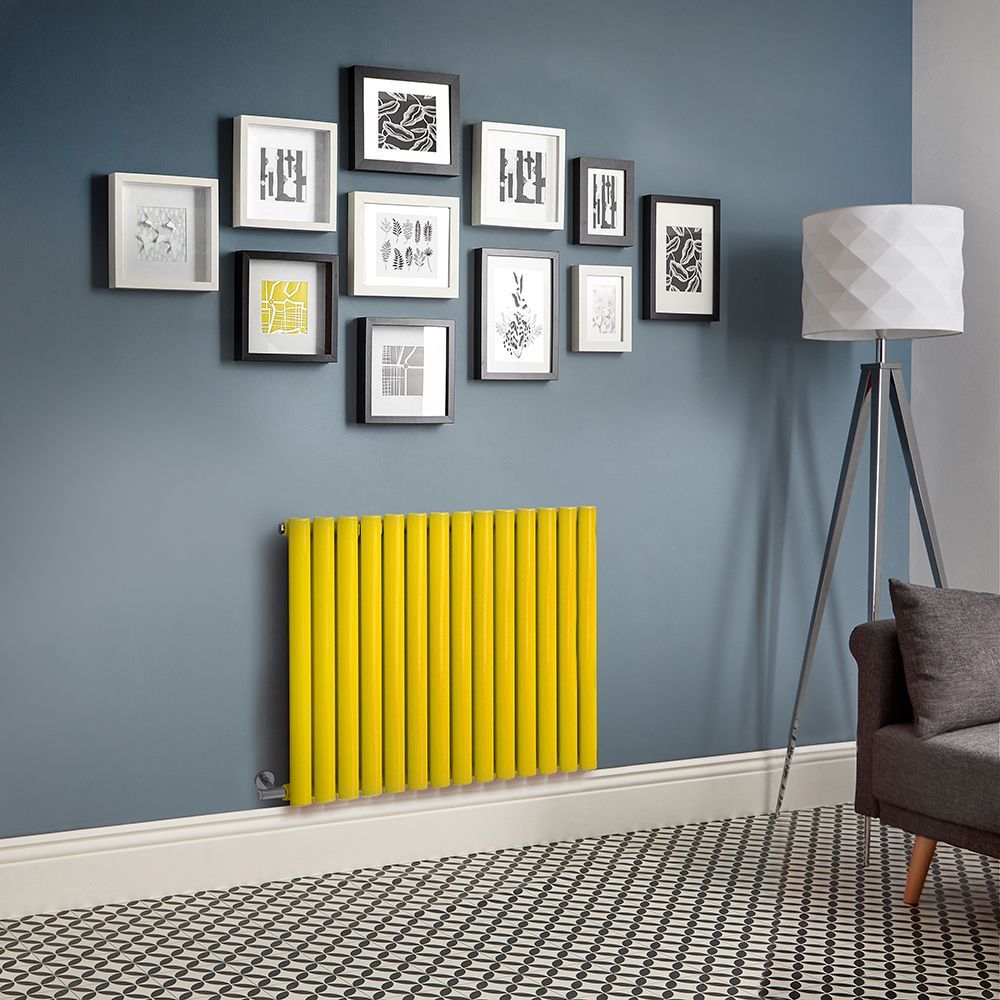 Radiador de Diseño Eléctrico Horizontal - Color Amarillo (Dandelion Yellow) Altura de 635mm - Disponible en Distintas Medidas, Opción de Termostato y Oculta Cables - Revive