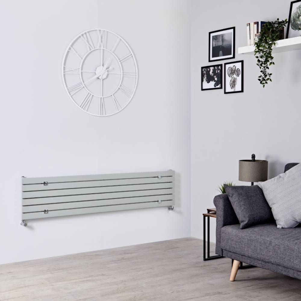 Radiador de Diseño Horizontal - Plateado - 354mm x 1600mm x 54mm - 773 Vatios - Sloane