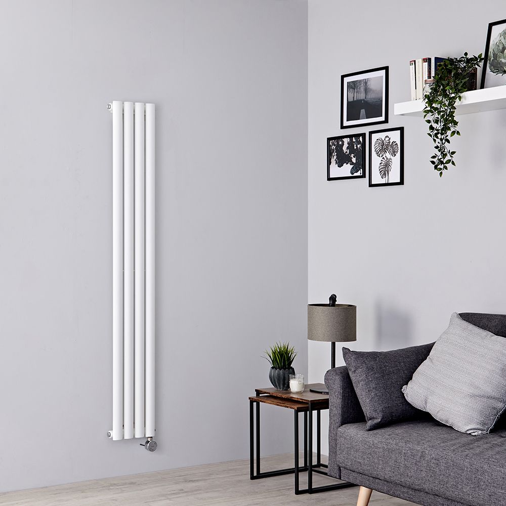 Radiador de Diseño Eléctrico Vertical (Panel Único) Blanco de 1600mm x 236mm con Elemento Eléctrico de 800W - Revive