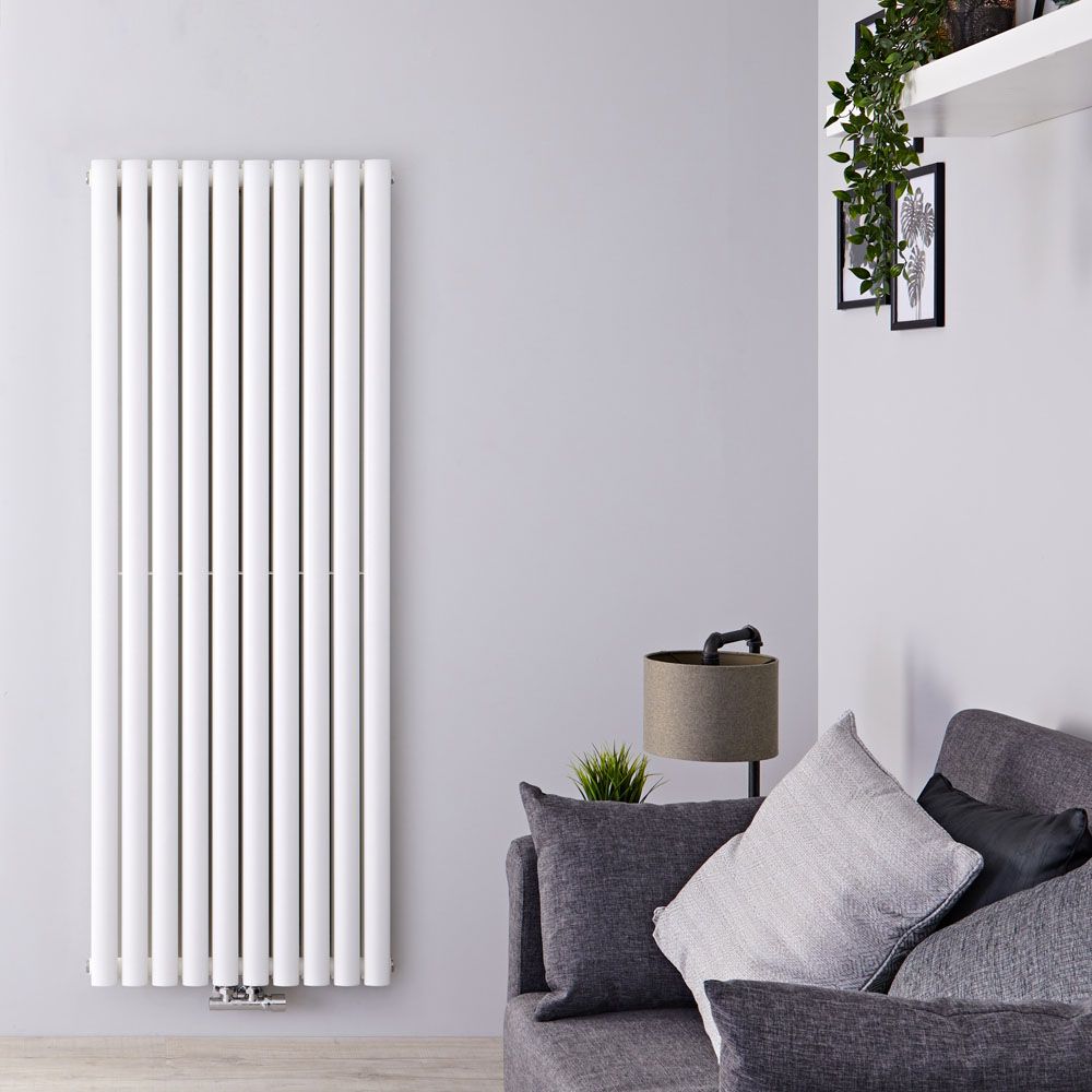 Radiador de Diseño Vertical con Conexión Central (Panel Doble) - 1600mm x 590 mm - Blanco - Revive Caldae