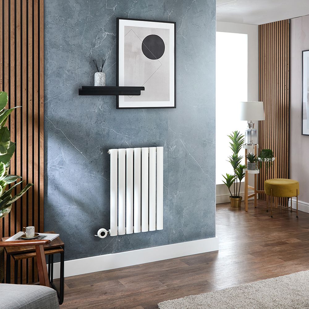 Radiador de Diseño Eléctrico Horizontal (Panel Único) Blanco de 635mm x 413mm con Elemento Eléctrico Termostático Wi-Fi de 400W - Revive - Fabricado por ECOSO de Hudson Reed