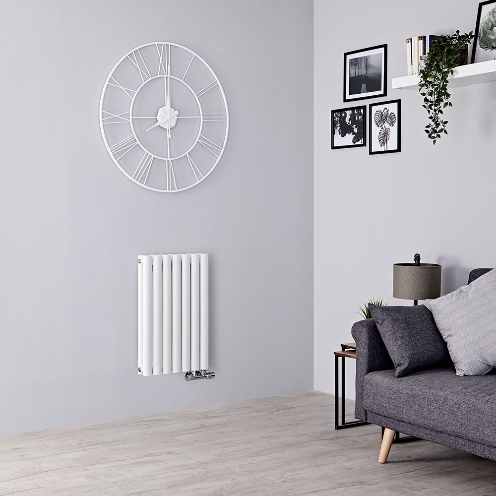 Radiador de Diseño Horizontal con Conexión Central (Panel Doble) - 635mm x 413 mm - Blanco - Revive Caldae