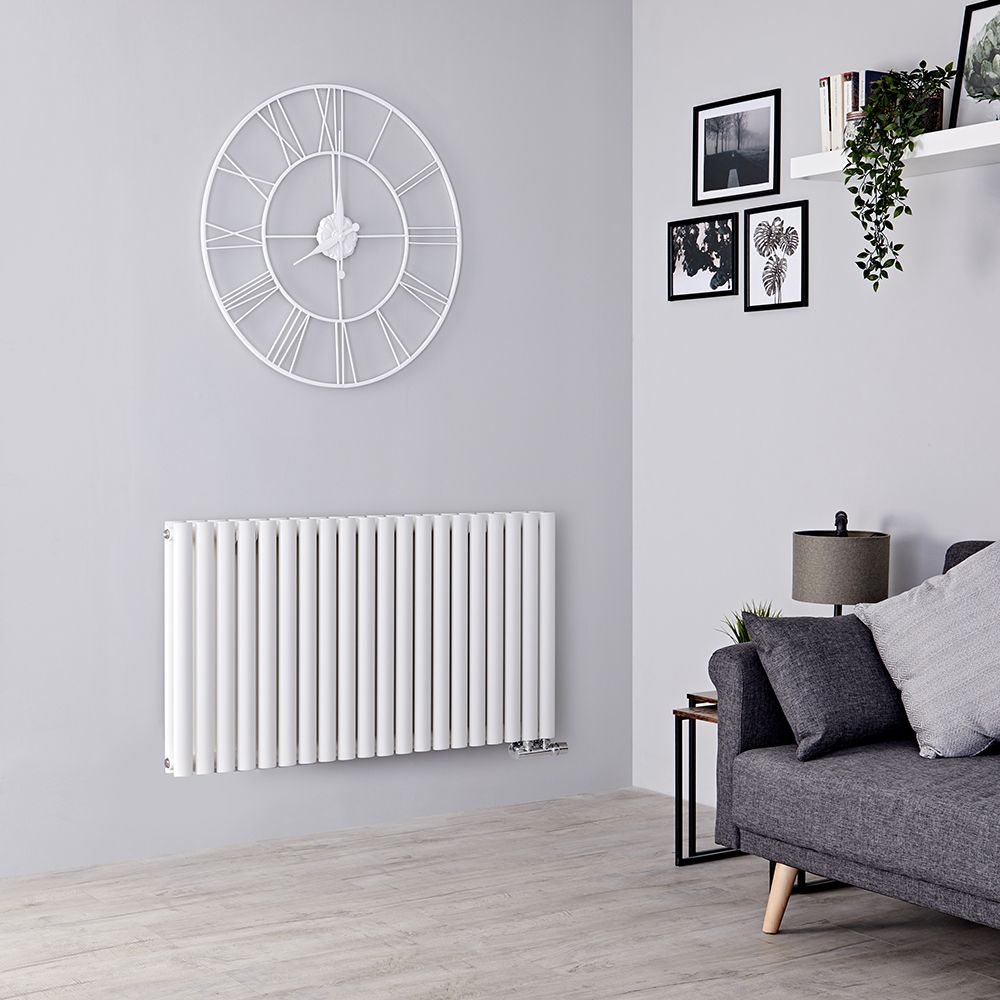 Radiador de Diseño Horizontal con Conexión Central (Panel Doble) - 635mm x 1180 mm - Blanco - Revive Caldae