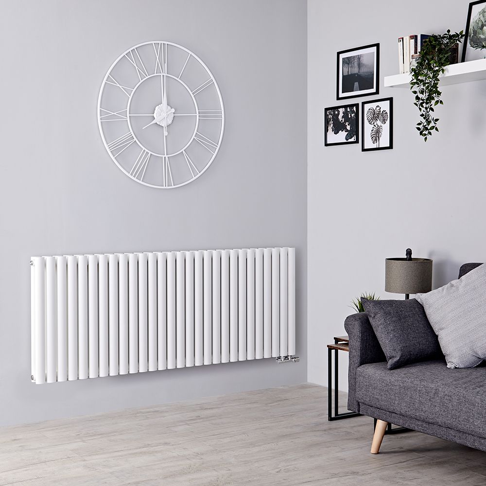 Radiador de Diseño Horizontal con Conexión Central (Panel Doble) - 635mm x 1652 mm - Blanco - Revive Caldae