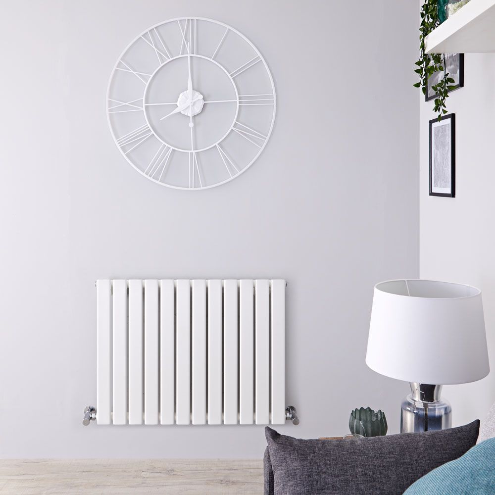 Radiador de Diseño Horizontal con Paneles Planos (Panel Único) 635mm x 840mm - Blanco - Delta