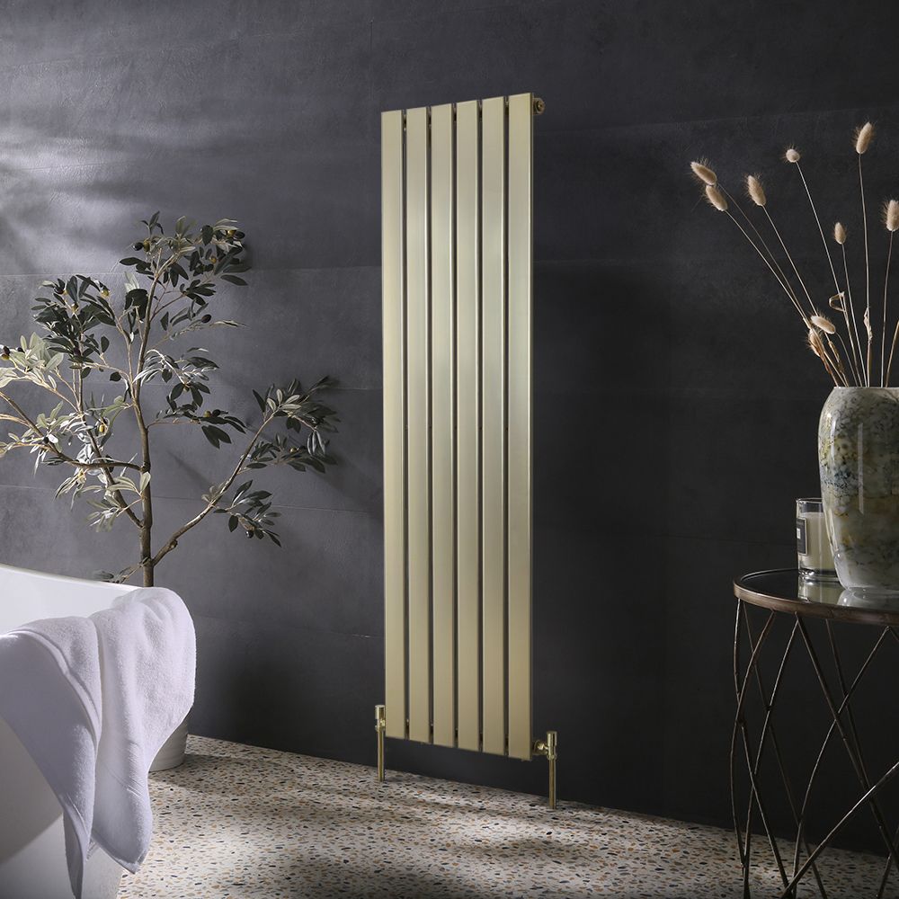 Radiador Vertical - Esbelto - Plano - Oro Satinado - 1600mm x 450mm (Panel Único) - Delta