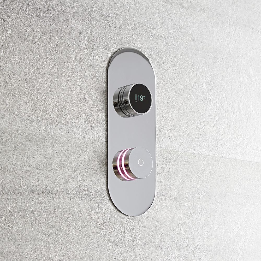 Ducha Digital con Sistema de Control de 2 Salidas - Cromada  Selección de Placa Embellecedora - Narus