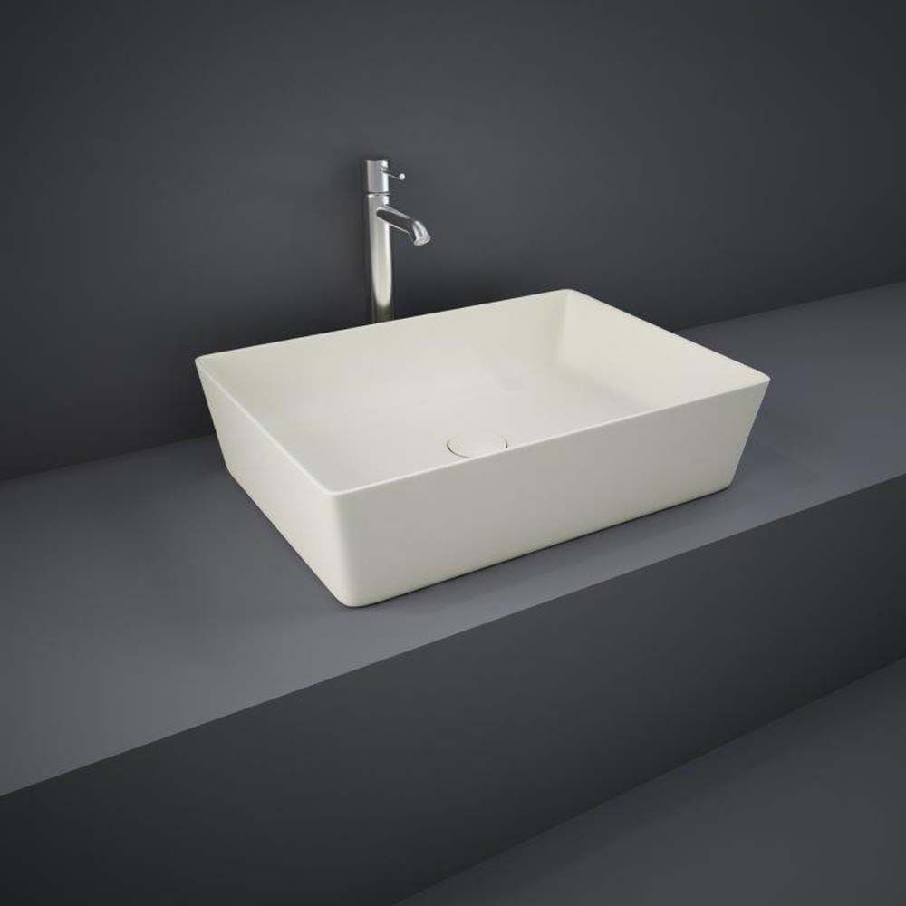 Lavabo Sobre Encimera Rectangular Moderno Color Greige Opaco   - 500mm x 360mm (Sin Agujeros para la Grifería) - RAK Feeling x Hudson Reed
