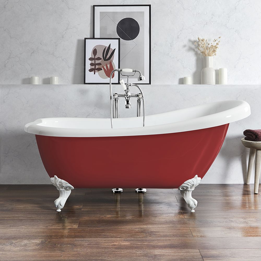 Bañera Exenta Tradicional con Respaldo en Un Lateral - 1710mm x 740mm -  Selección de Colores y Patas Disponibles en Distintos Acabados  - Legend