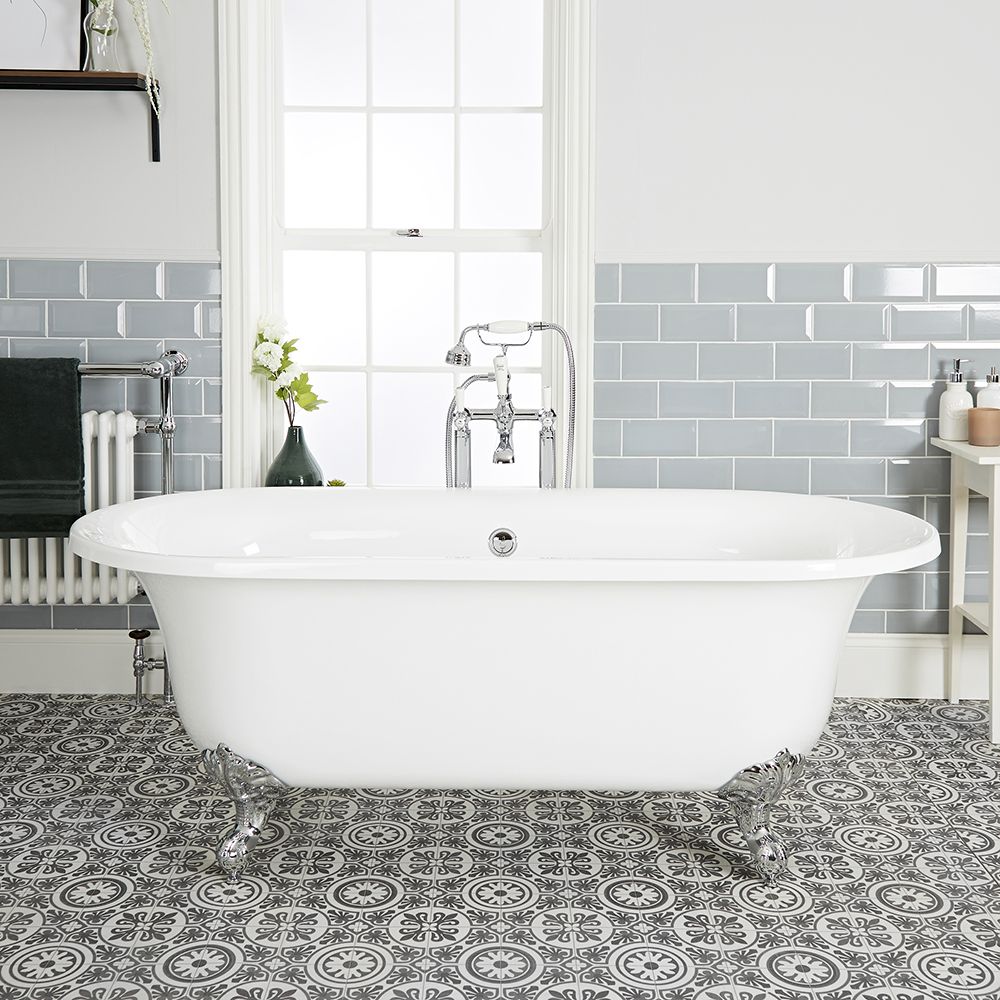 Bañera Exenta Tradicional con Borde Redondeado - Blanca con Patas Disponibles en Distintos Acabados  - 1730mm x 780mm (Sin Agujeros para la Grifería) - Richmond