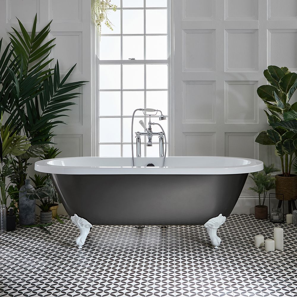 Bañera Acrílica Exenta en Estilo Antiguo con Borde Redondeado - 1780mm x 825mm - Disponible en Distintos Acabados Metalizados y con Patas en Distintos Acabados - Legend