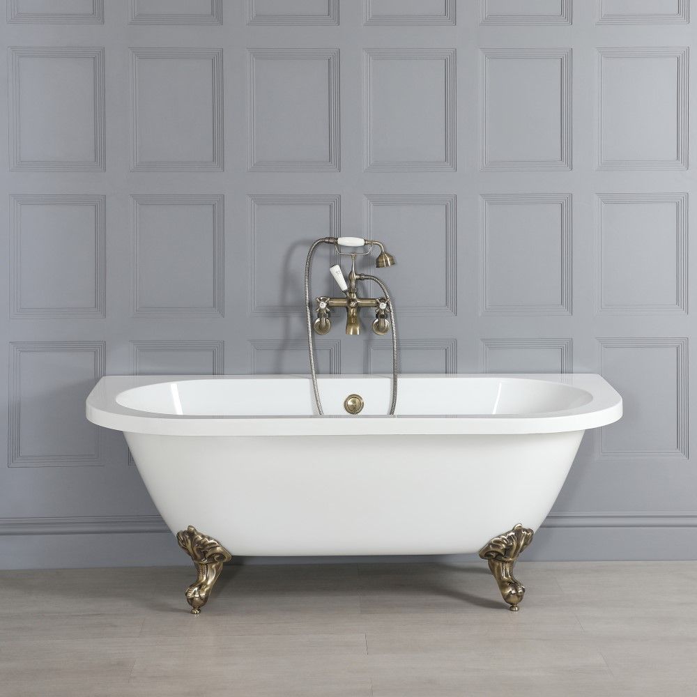 Bañera Exenta Tradicional Blanca con Patas de Color Oro Cepillado - 1685mm x 780mm - Richmond
