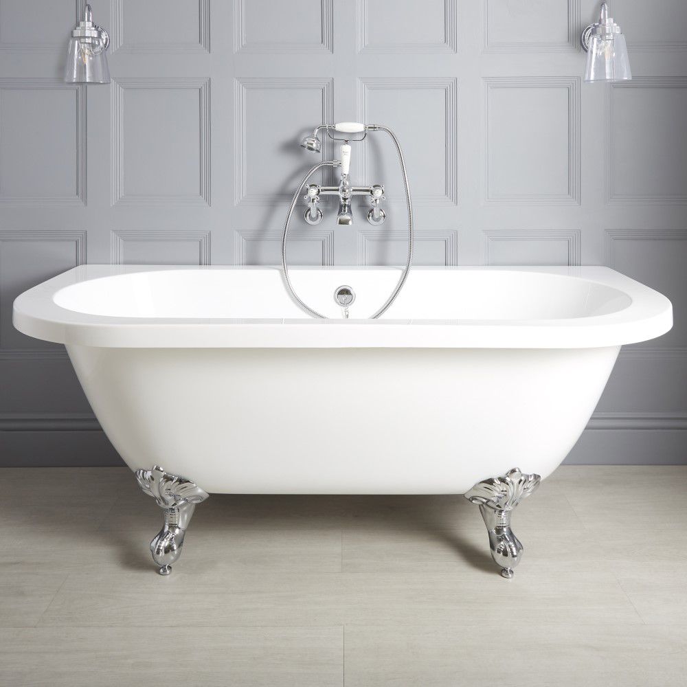 Bañera Exenta Tradicional con Sección de Apoyo Mural con Patas Disponibles en Distintos Acabados  - 1685mm x 780mm - Richmond