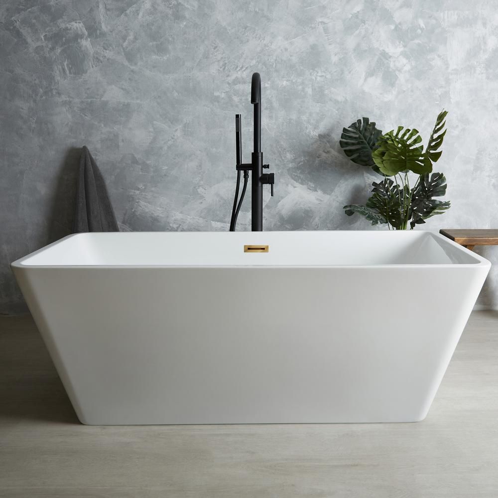 Bañera Exenta Moderna Cuadrada Blanca con Doble Respaldo - 1615mm x 720mm - Disponible con Rebosadero en Distintos Acabados - Sandford