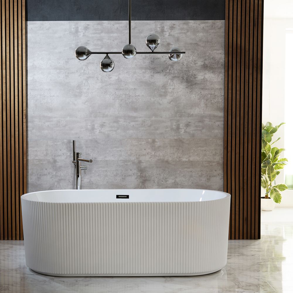 Bañera Exenta Moderna de Esquina con Doble Respaldo y Diseño Acanalado - 1700mm x 800mm - Disponible con Rebosaderos en Distintos Acabados - Florence