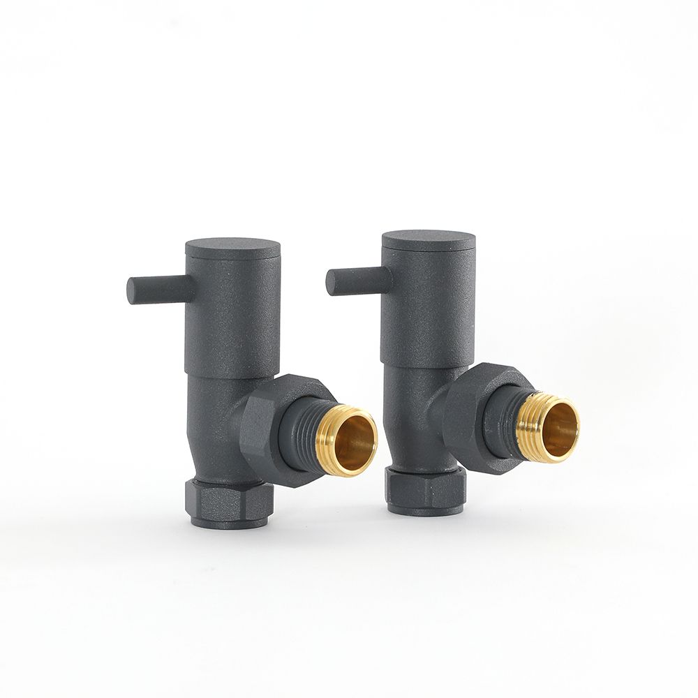 Par de Llaves Angulares Manuales de Color Antracita para Radiador y Radiador Toallero en Estilo Minimalista para Tubos de16mm
