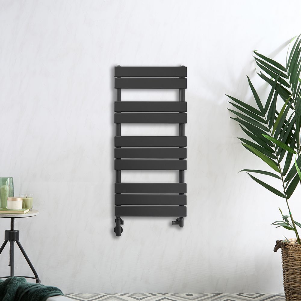 Radiador Toallero Mixto Antracita  - 975mm x 450mm - incl. Elemento Eléctrico de 600W y Llaves - Lustro