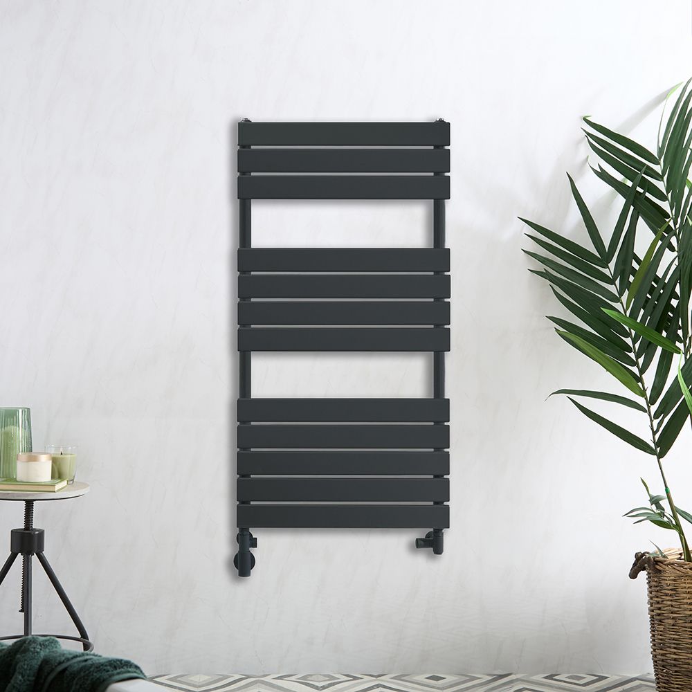 Radiador Toallero Mixto Antracita  - 1200mm x 600mm - incl. Elemento Eléctrico de 800W y Llaves - Lustro