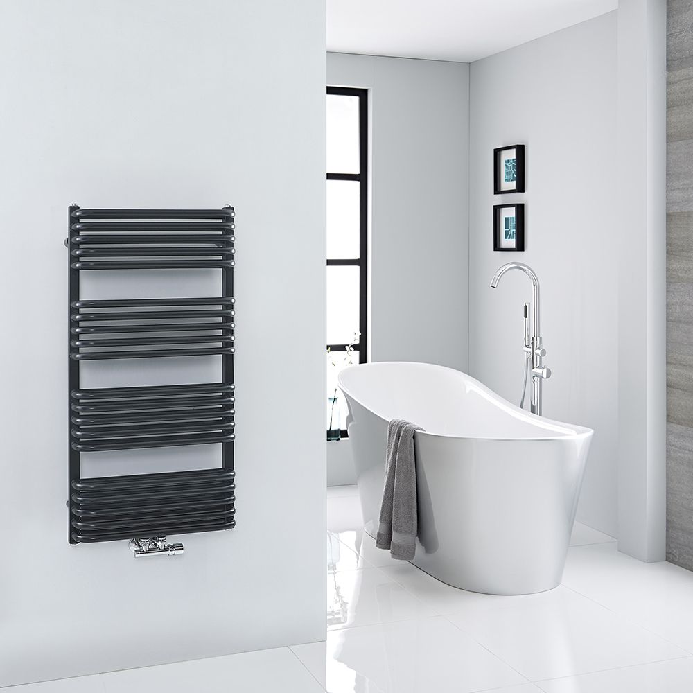 Radiador Toallero con Conexión Central - Curvo - Negro - 1000mm x 500mm - Arch