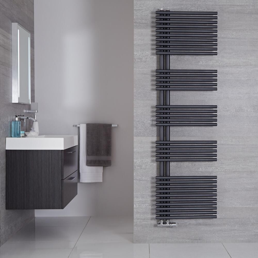 Radiador Toallero de Diseño Vertical - Color Antracita - 1700mm x 500mm - 1025 Vatios - Iseo