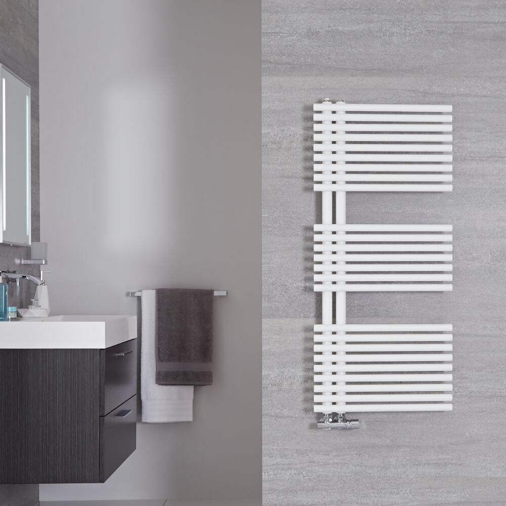 Radiador Toallero de Diseño Vertical - Color Blanco Mineral - 1120mm x 500mm - 793 Vatios - Iseo