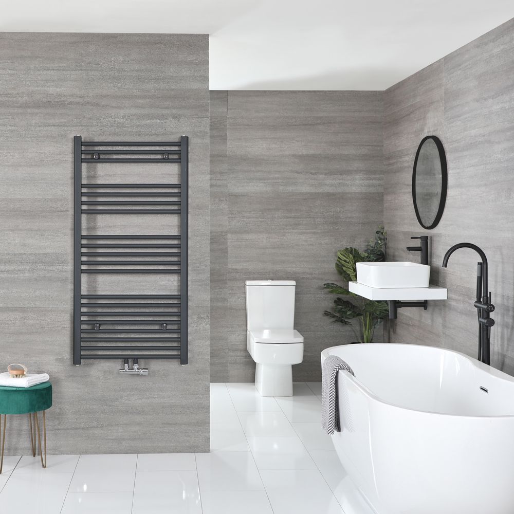 Radiador Toallero Antracita de Conexión Central - 1188mm x 600mm - Neva