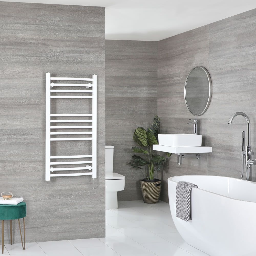 Radiador Toallero Eléctrico Blanco Curvo - 1000mm x 500mm - Ive