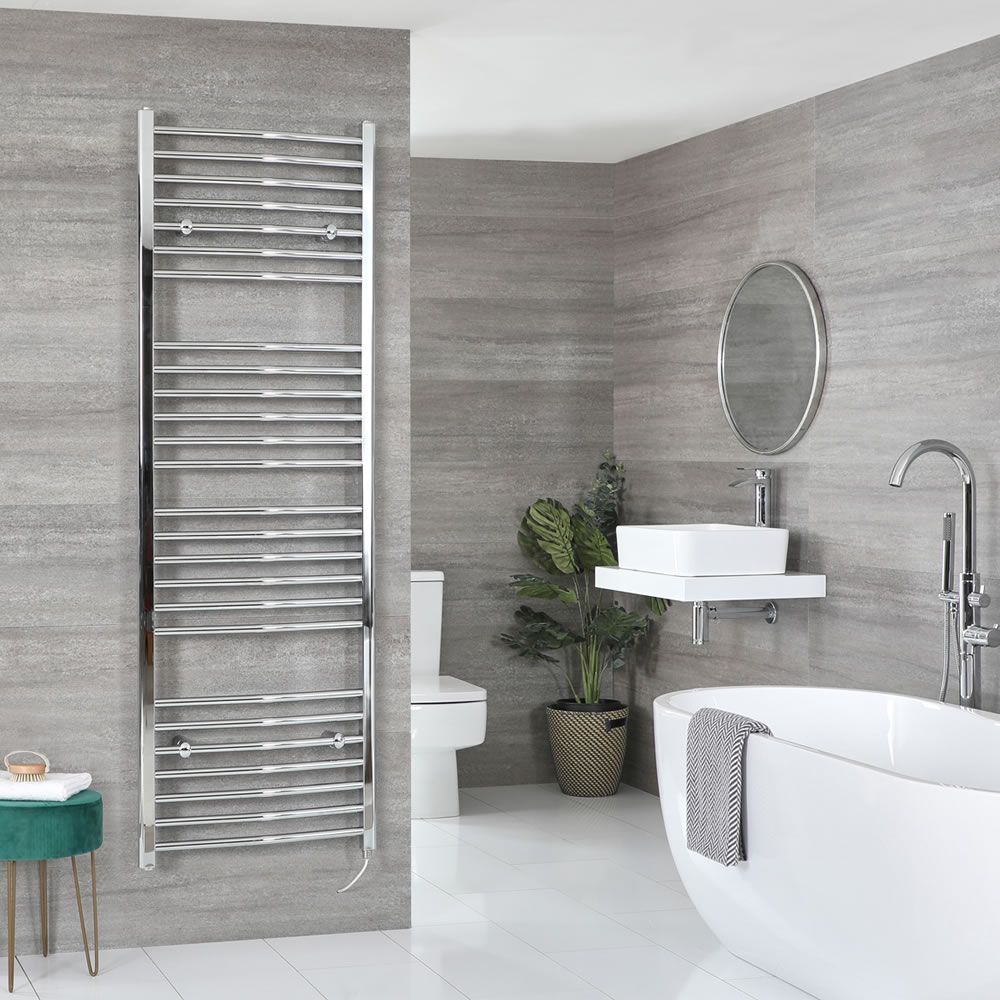 Radiador Toallero Eléctrico Curvo Cromado - 1800mm x 500mm - Kent