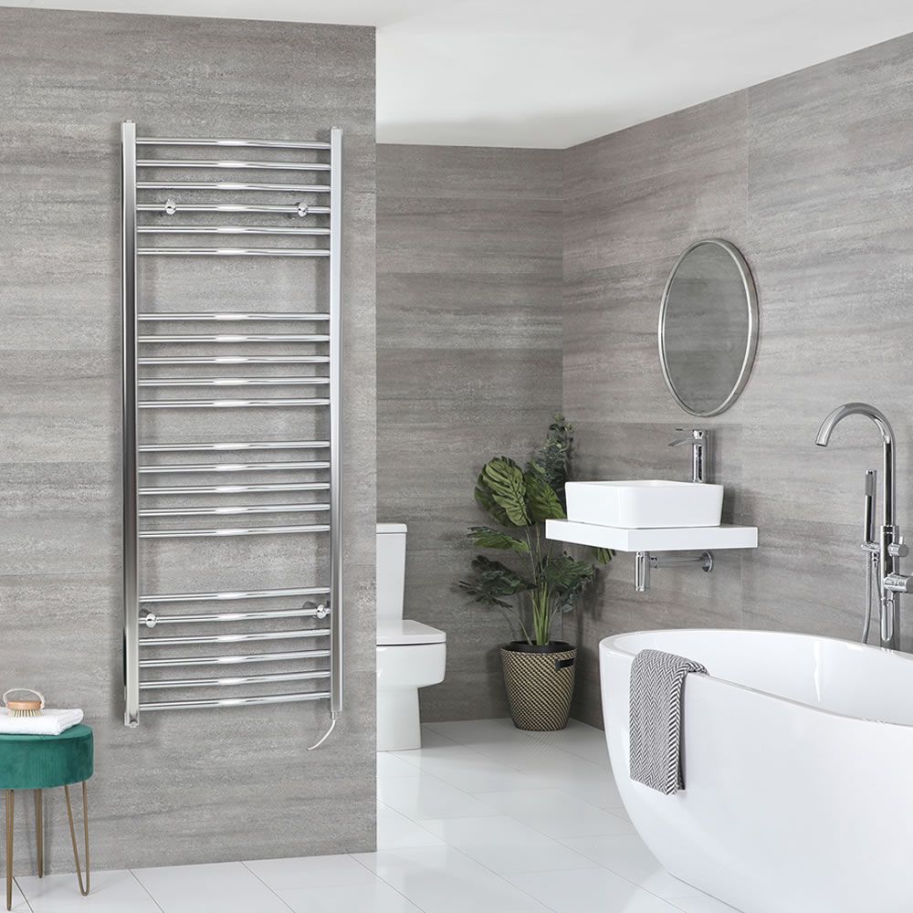 Radiador Toallero Eléctrico Curvo Cromado - 1600mm x 600mm - Kent