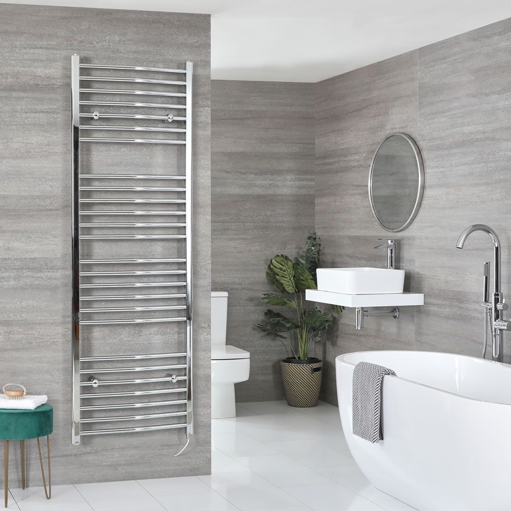 Radiador Toallero Eléctrico Curvo Cromado - 1800mm x 600mm - Kent
