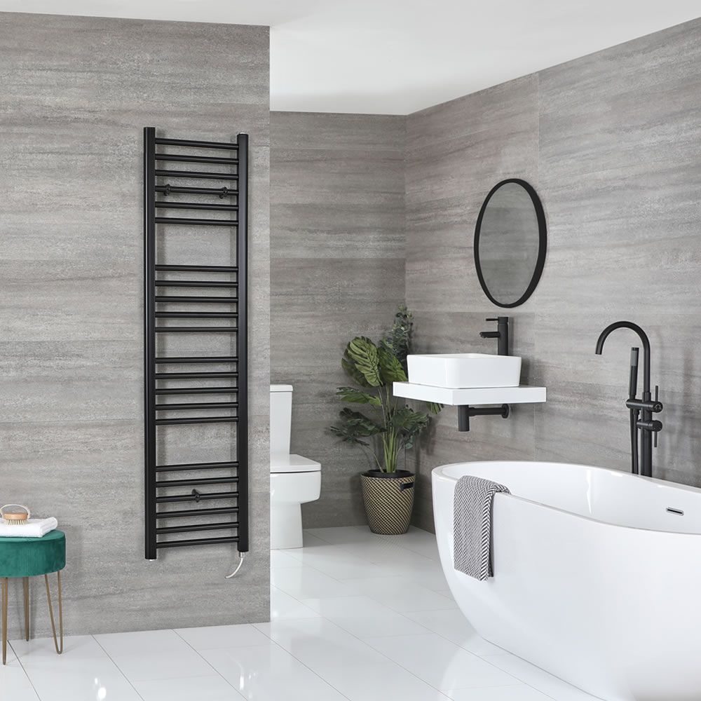 Radiador Toallero Eléctrico Negro Plano - 1600mm x 400mm - Nox