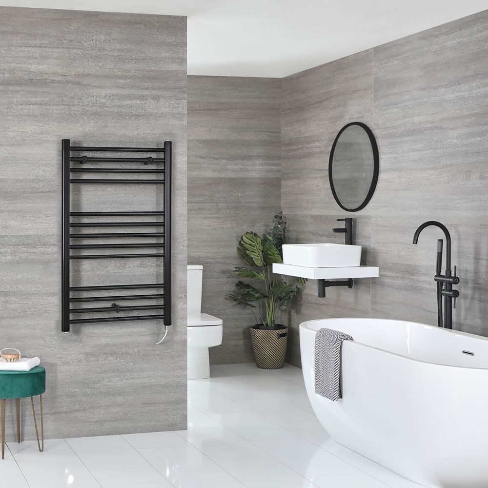Radiador Toallero Eléctrico Negro Plano - 1000mm x 500mm - Nox