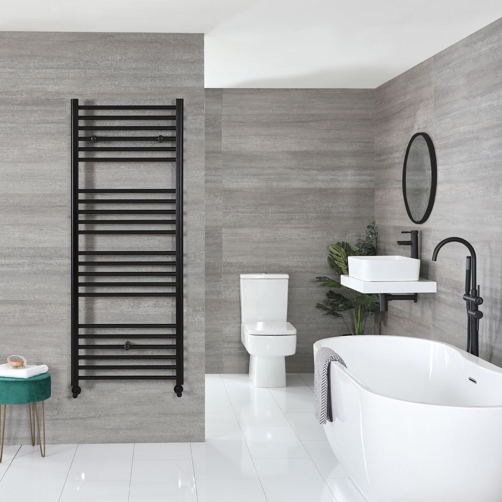 Radiador Toallero Plano Negro con Acabado Mate - 1600mm x 500mm - Nox