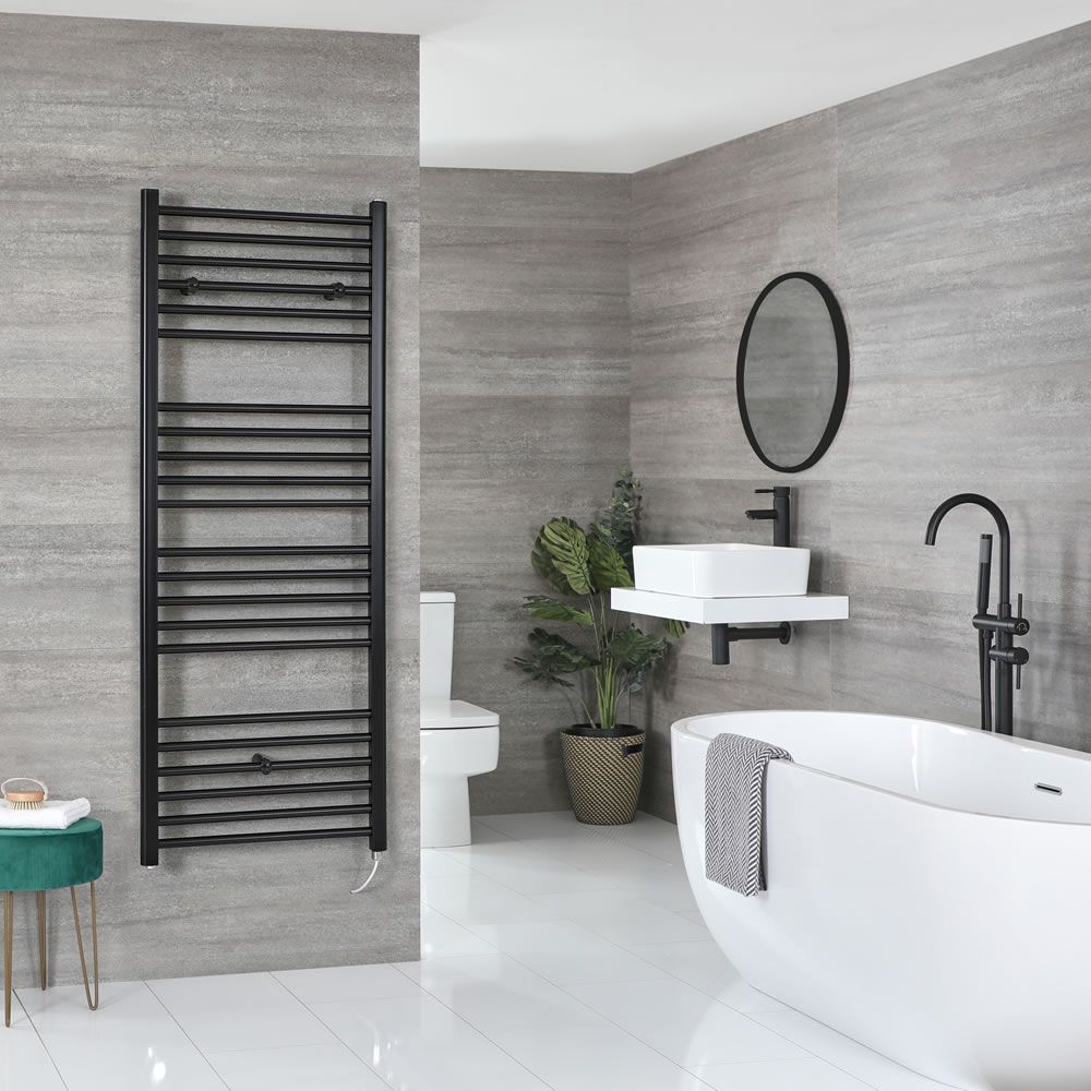 Radiador Toallero Eléctrico Negro Plano - 1600mm x 500mm - Nox