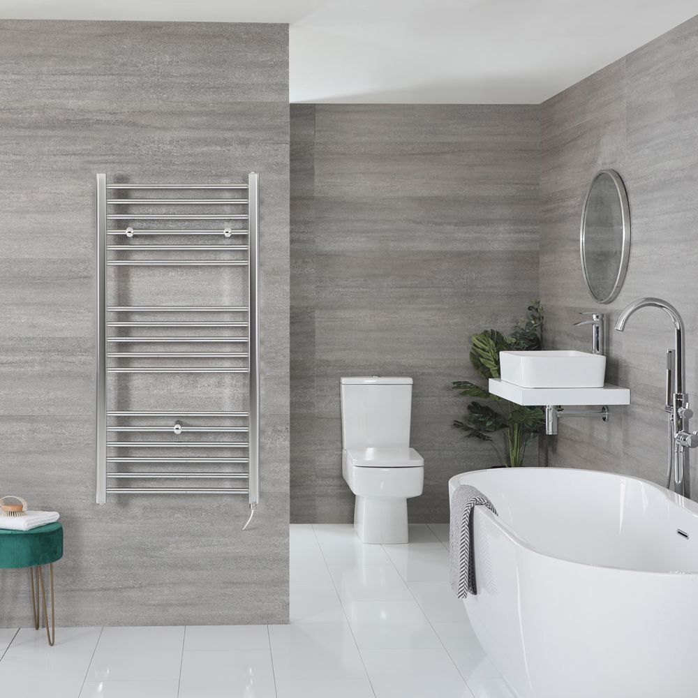 Radiador Toallero Eléctrico Plano Cromado - 1200mm x 600mm - Kent