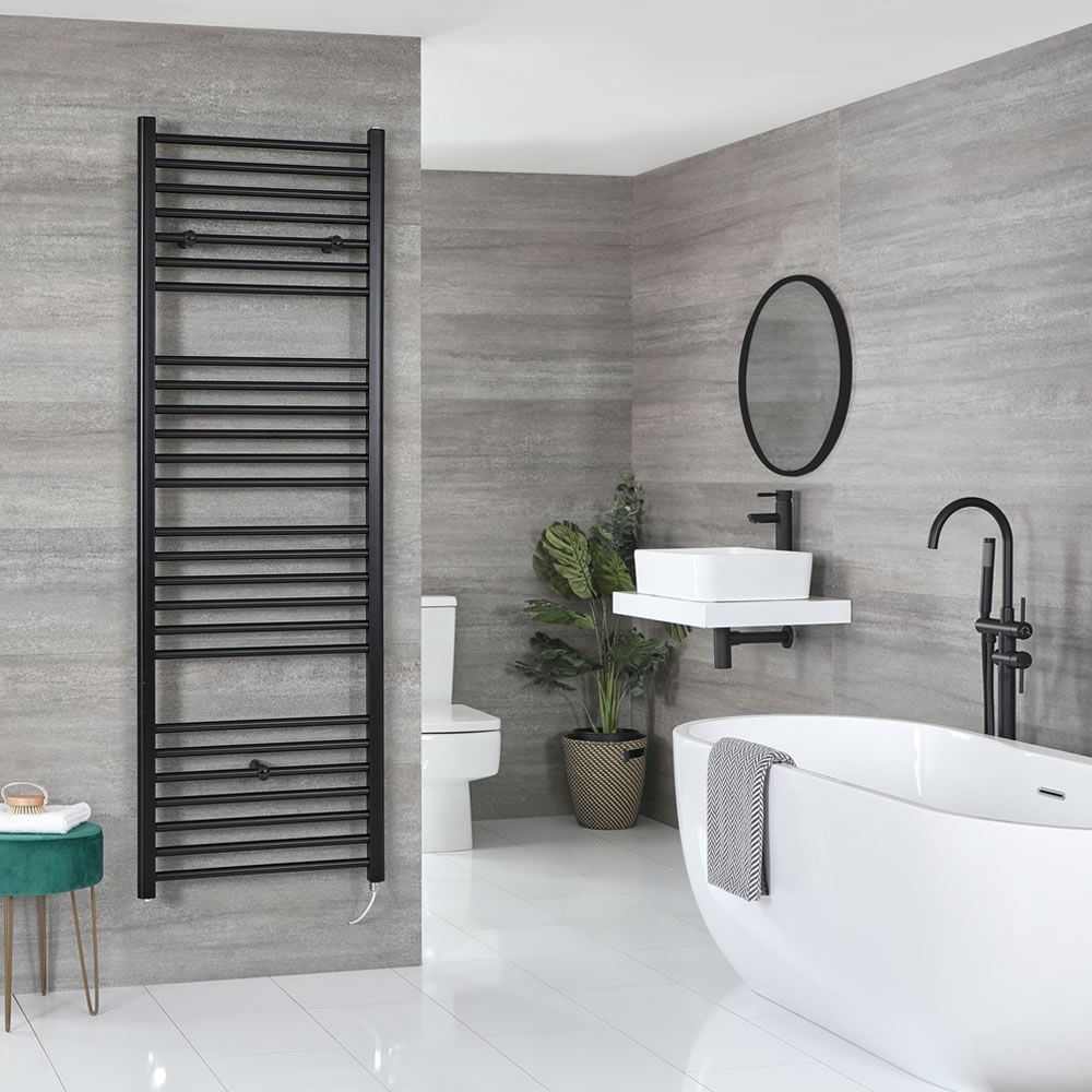 Radiador Toallero Eléctrico Negro Plano - 1800mm x 600mm - Nox