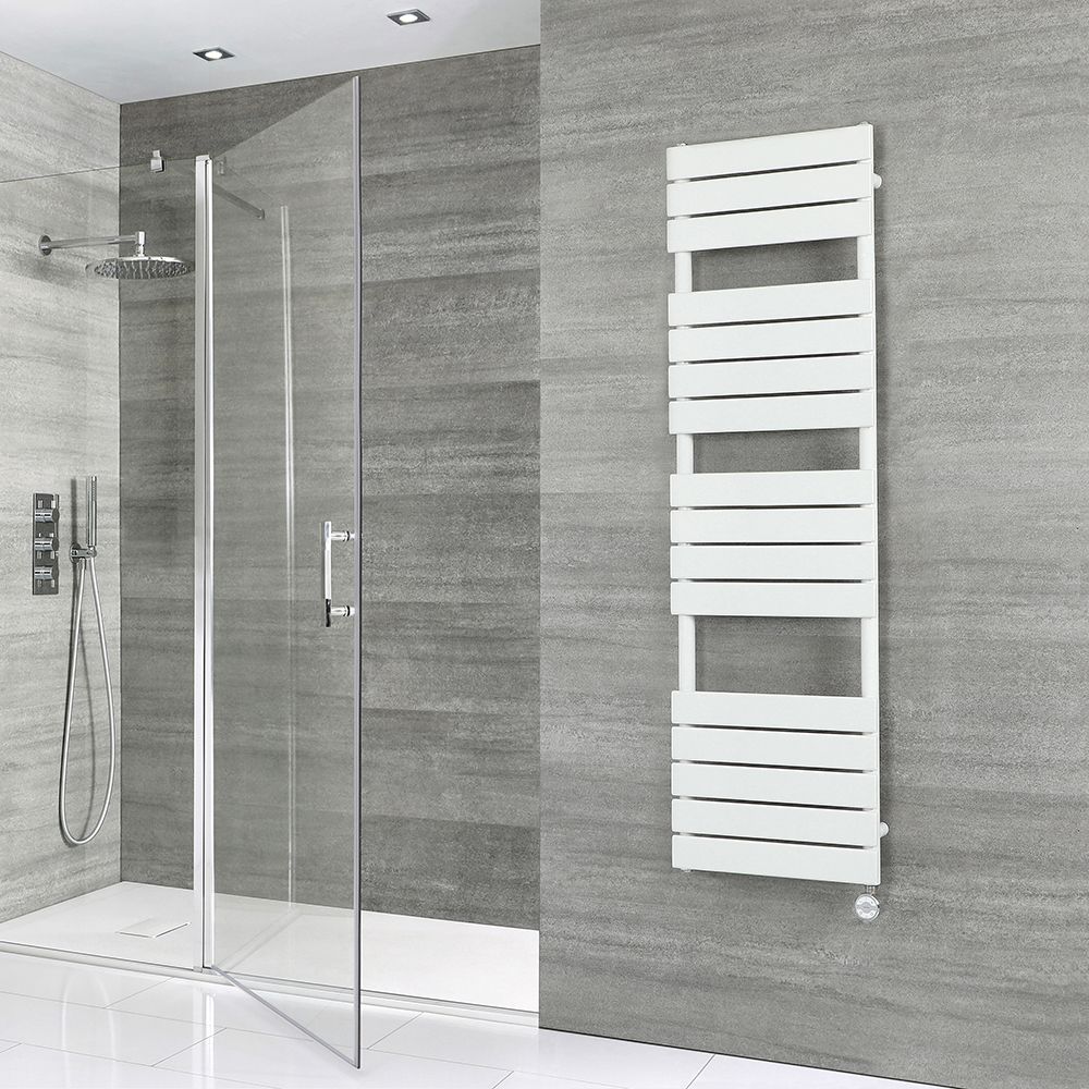 Radiador Toallero Eléctrico de Diseño - Blanco con Panel Plano - 1500mm x 450mm - Lustro