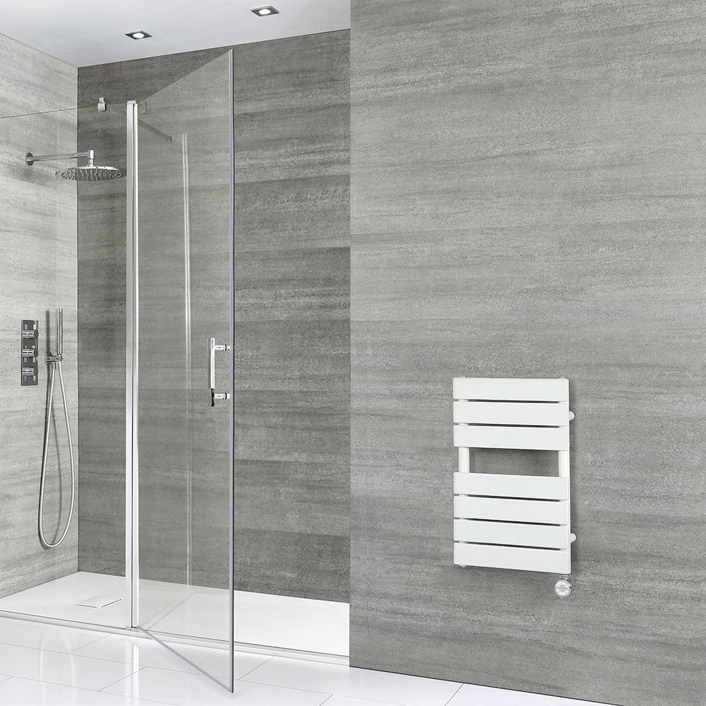 Radiador Toallero Eléctrico de Diseño - Blanco con Panel Plano - 600mm x 400mm - Lustro