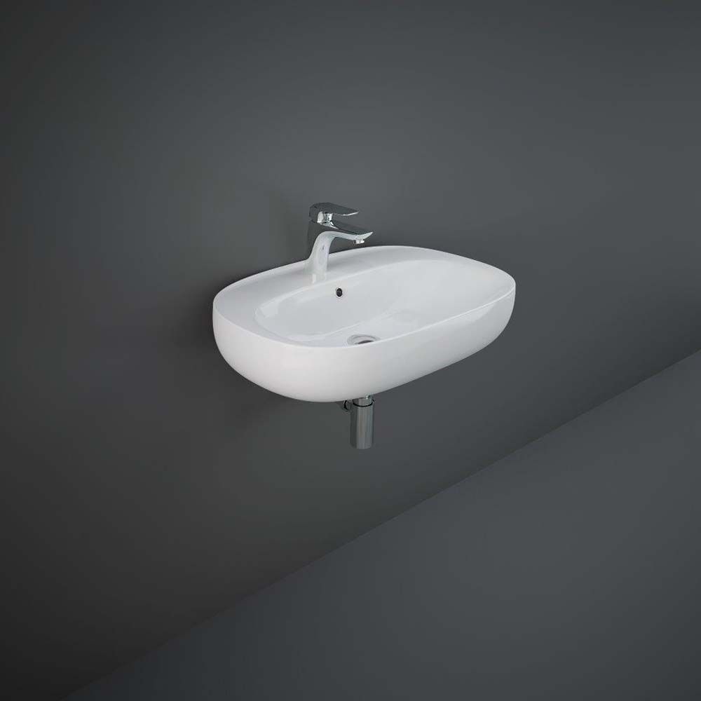 Lavabo Suspendido Moderno Blanco Lúcido - 660mm x 440mm (1 Agujero para la Grifería) - RAK Ilusion x Hudson Reed