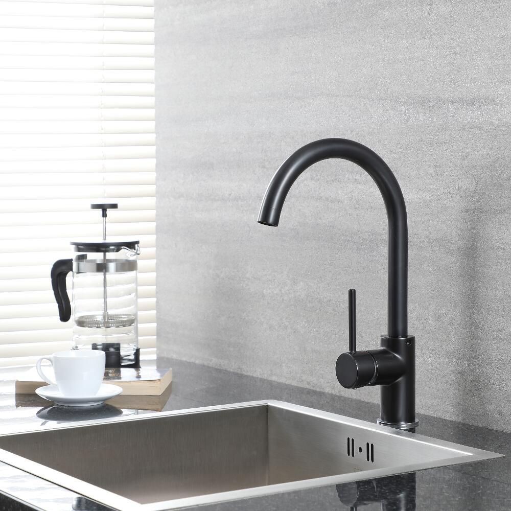 Grifo Mezclador de Cocina Moderno con Erogador Giratorio - Negro - Nox